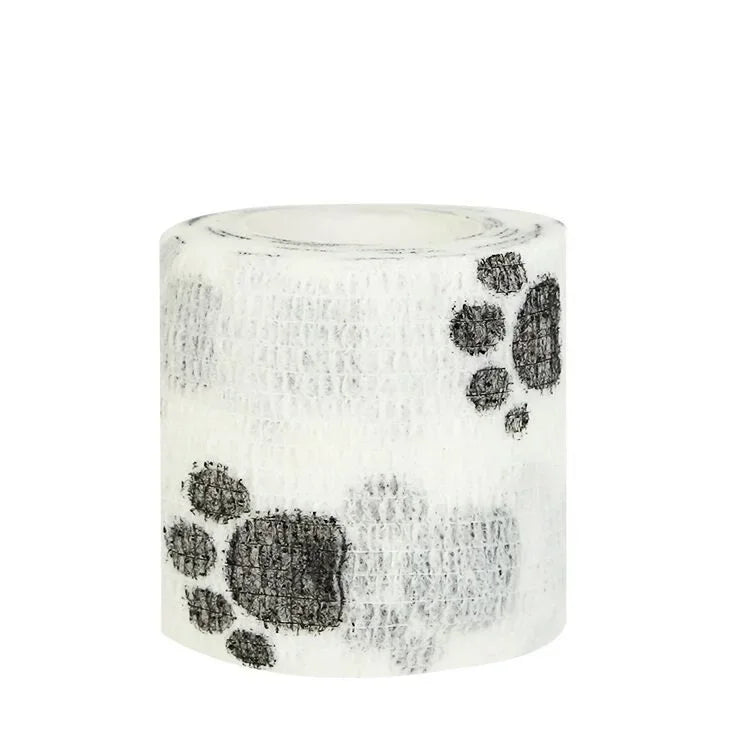 Self-adhesive Elastic Bandage For Pet Nonwoven Bandage Cover Protector Dog Outdoor Retractable Sports Tape Self Adherent Bandage Oasis Select White Footprint 10x45cm