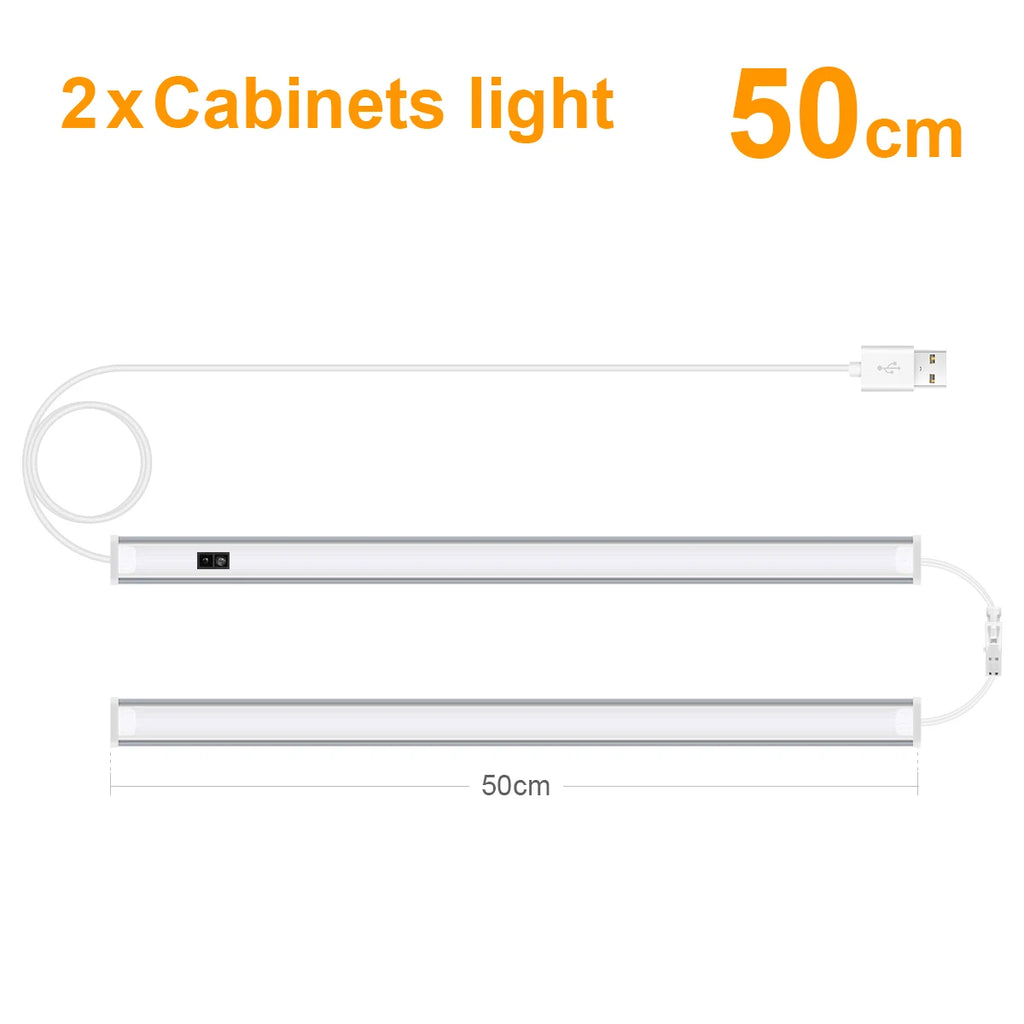 1pcs LED Closet Light with Non-Contact Motion Sensor,USB Lamp Hand Scan Distance 1-6cm,2pcs LED Bar Series Connection Lighting Oasis Select White 2x LED Bar 50CM