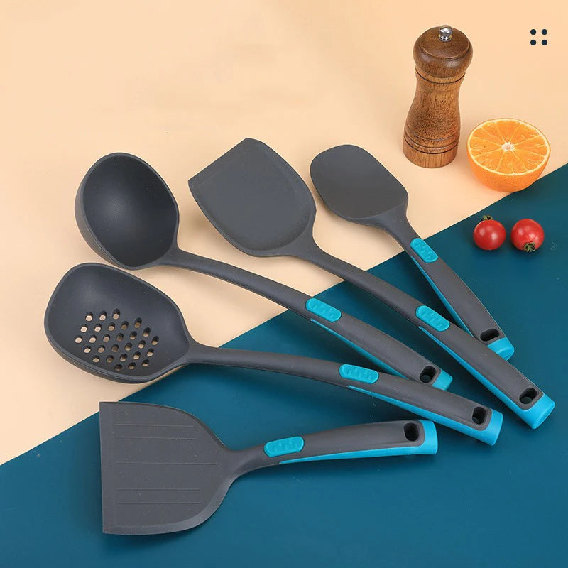 5-Piece Silicone Cooking Utensil Set – Spoon, Spatula & Strainer Silicone Utensil Set Oasis Select
