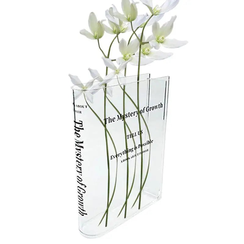 Clear Book Vase Aesthetic Acrylic Vase Unique Flower Vase For Cute Bookshelf Decor Modern Style Vase Room Decor Floral Container Oasis Select