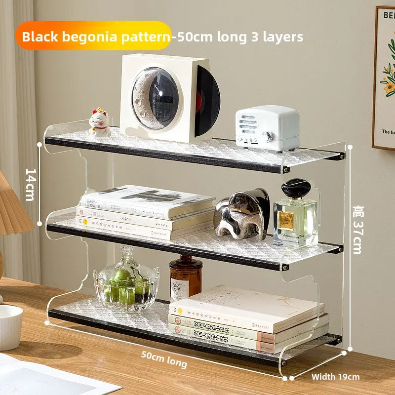 Desktop bookshelf, desktop shelf, desk storage rack, dormitory desk, study table, multi-layer shelf, multi-layer shelf Oasis Select Black 3-50