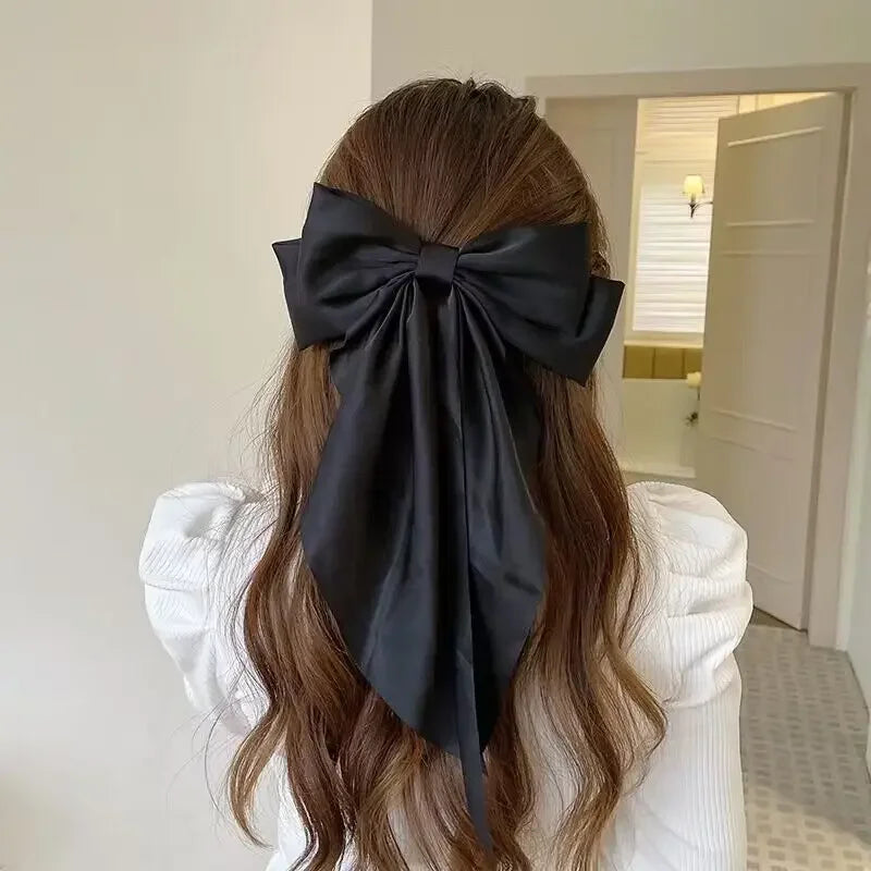 Solid Satin Bow Ribbon Hair Clips for Women - Elegant Bowknot Hairpins Barrettes for Girls, Wedding Bridal Hair Accessories Oasis Select