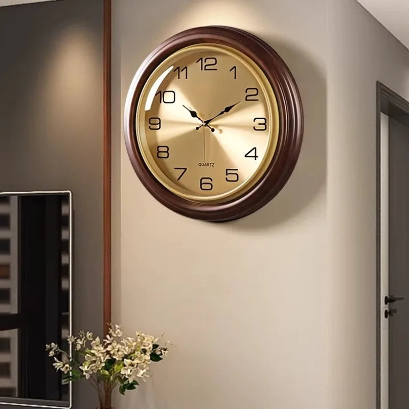 Solid Wood Clock Light Luxury Artistic Sophistication Retro American Style Living Room Wall Hanging Wall Hanging Watch Oasis Select
