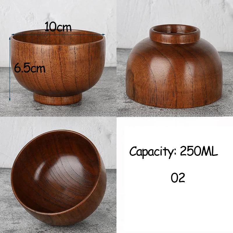 Japanese Style Acacia Wooden Bowl for Children's Dining Anti DropBowl Exclusive Wooden Bowl Retro Home Tableware Set Salad Bowl Oasis Select 02