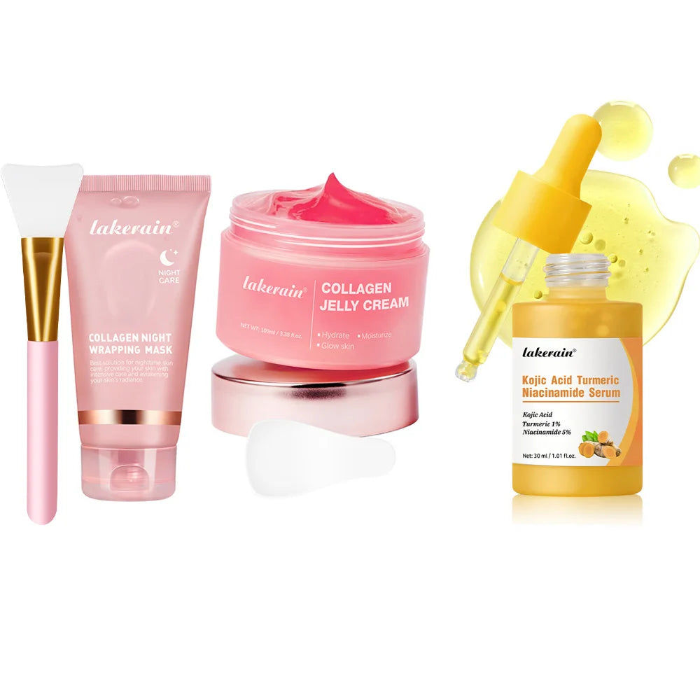 Collagen Jelly Cream Hydrolyzed Collagen Overnight Facial Mask Wrapping Peel-Off Mask Hydrating Firming Moisturizing SkinCare Oasis Select SET 3