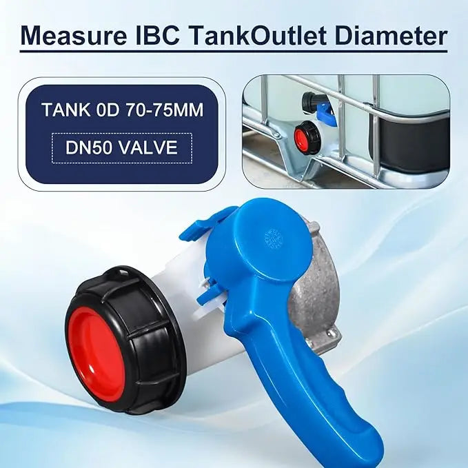 Butterfly Valve for IBC Tank Tote Tank Connection Plastic Water Drain Adapter DN40 50 80 62 75 100mm - Easy Drain Valve Oasis Select