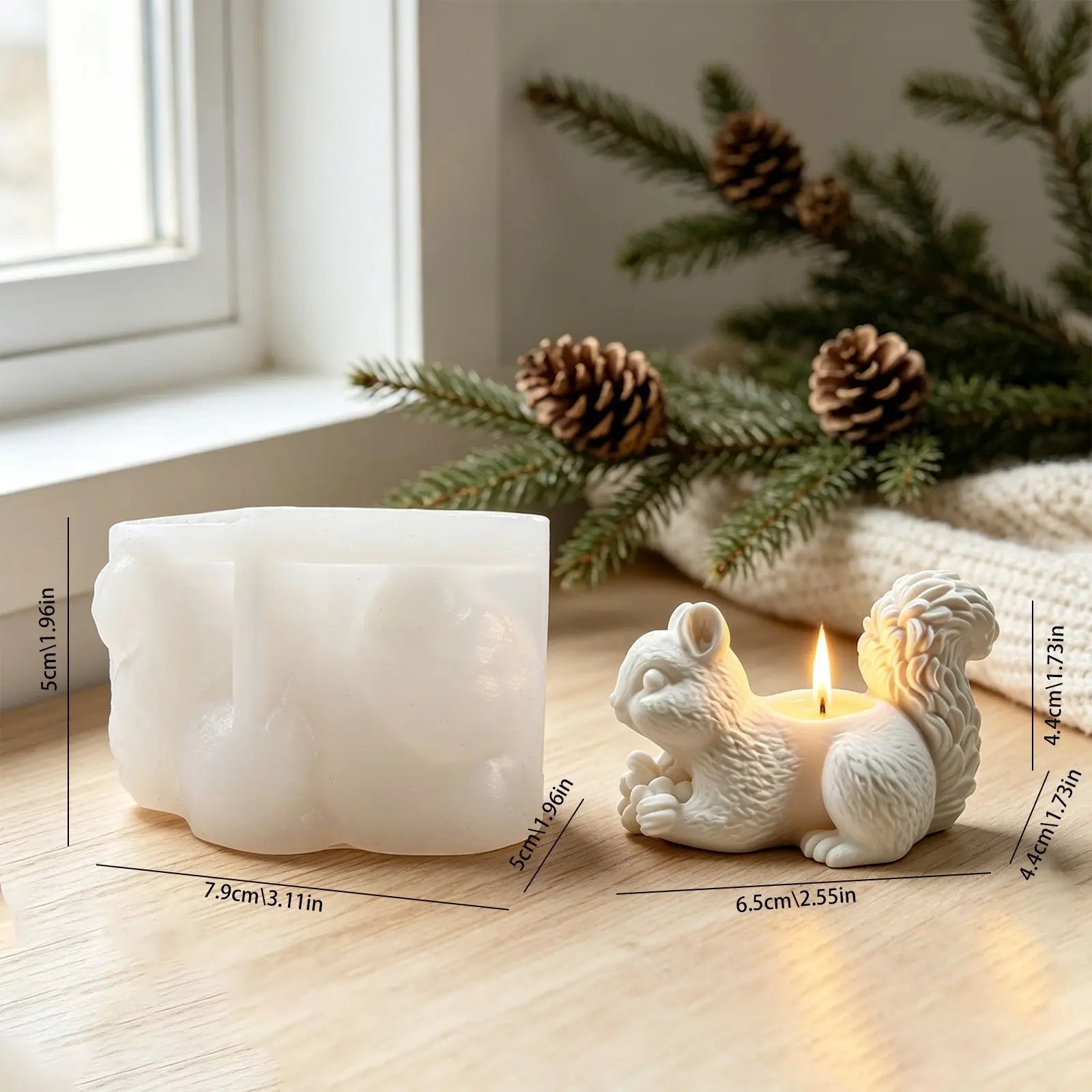 3d Squirrel Candle Holder Candle Holder Silicone Mold Animal Shaped Candle Base Minimalist Resin Plaster Casting Mold Oasis Select