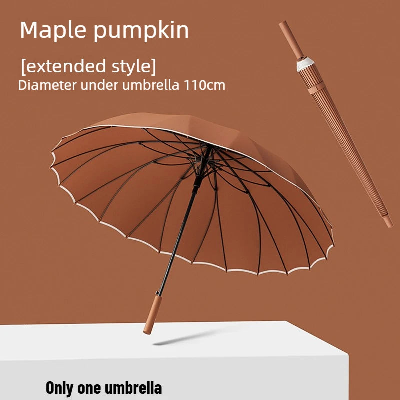 1pcs Long Handled Umbrellas for Two or Three People Extra Large Reinforced Thick Sturdy Wind Resistant and Maillard Resistant Oasis Select Maple sugar L full-fiber 24K