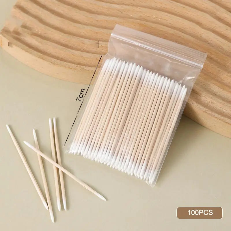 100pcs Micro Wood Cotton Swab Eyelash Extension Tools Tatoo Microblading Cleaning Wooden Sticks Cosmetic Cotton Brush Buds Tip Oasis Select WW-02