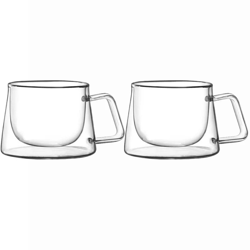 1/2PCS Double Wall Glass Coffee Mug Heat Resistant Tea Milk Juice Coffee Water Espresso Cup Thermo Insulated Cup for Household Oasis Select B 2PCS 200ml