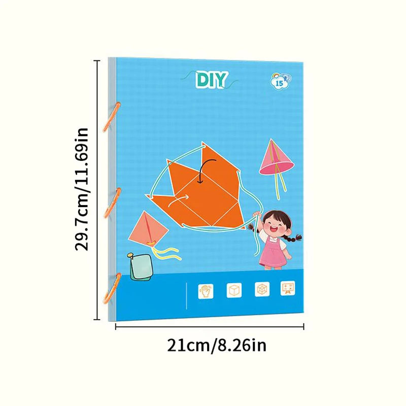Pull String 3D Geometry Learning Book,3D Geometry Learning Book With Braided Rope Design Teach Volume & Surface Area Formulas Oasis Select