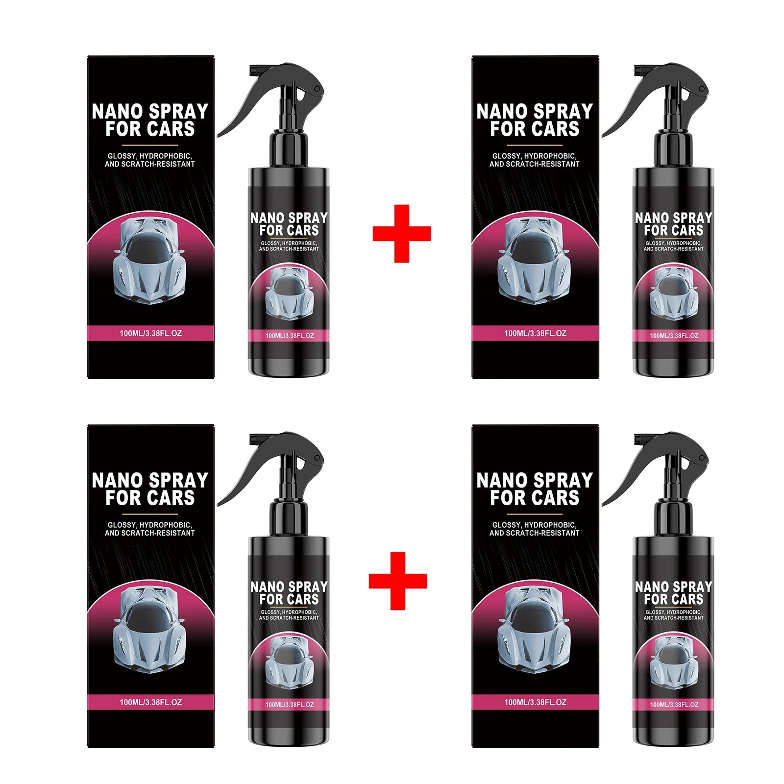 Nano Coating Spray for Car Glossy Hydrophobic & Scratch-Resistant Coating Spray Auto Paint Restorer & Protector Car Care Oasis Select 4pcs