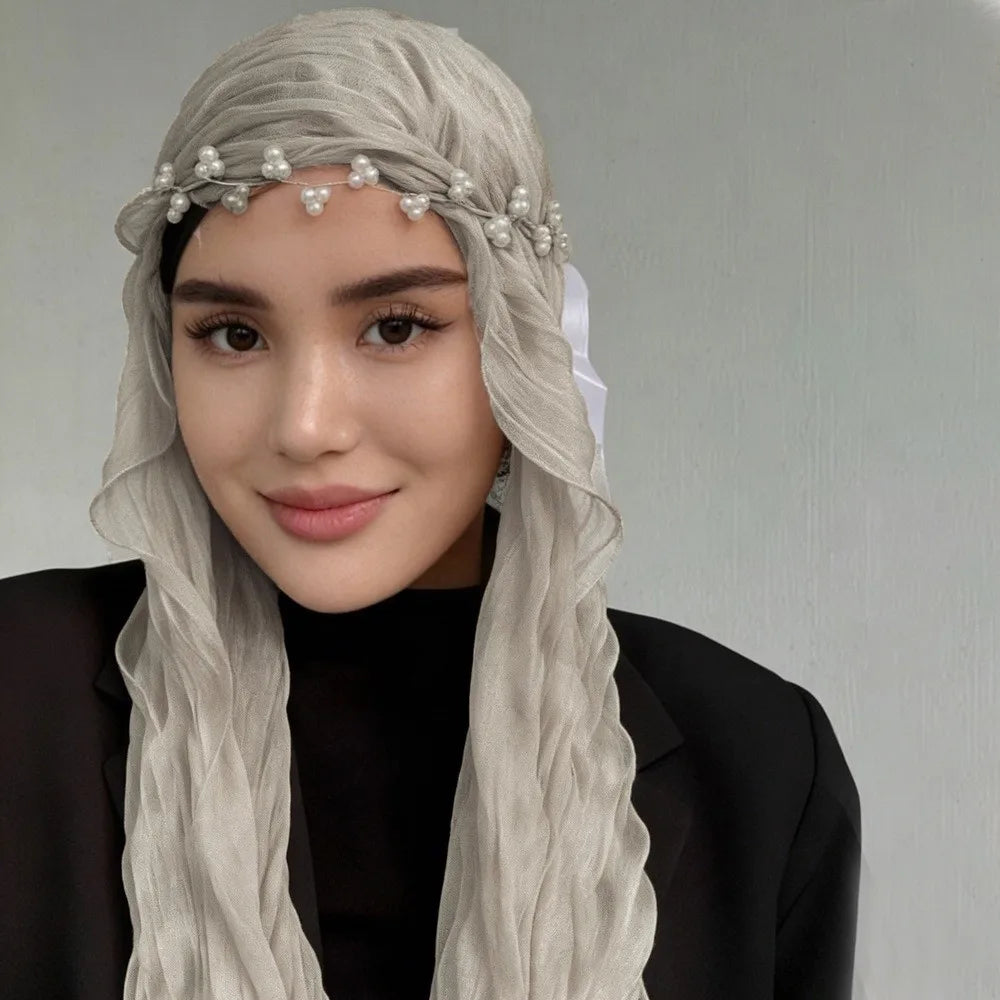 High Qulaity Solid Color Silk Scarf Shining Ruffled Edge Sunscreen shawl Soft Long Chiffon Hijab Veil Outdoor Oasis Select 19