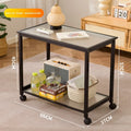 Nanzhu edge small apartment corner sofa modern living room glass storage bedside table mini table Oasis Select Black 66 with wheel