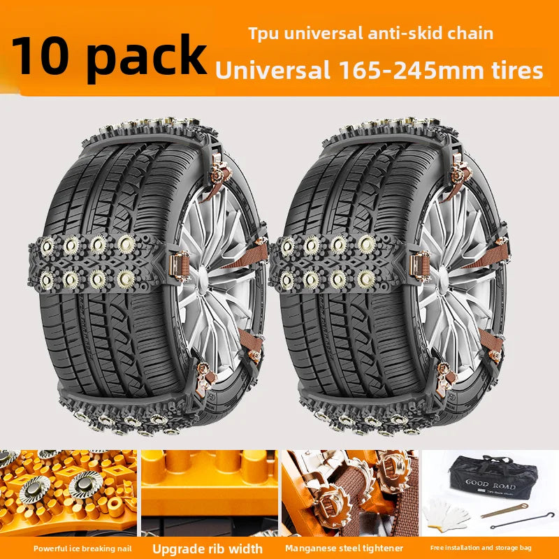 Automobile tire anti-skid chain, sedan off-road vehicle universal anti-skid escape chain Oasis Select 10PCS