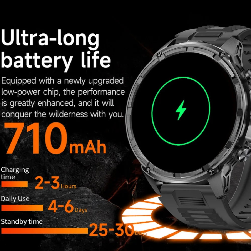 Waterproof Outdoors Smartwatch Flashlight Women Music Sports Blue Tooth Call 710mAh Heart Rate Health Monitor Smart Watches Men Oasis Select