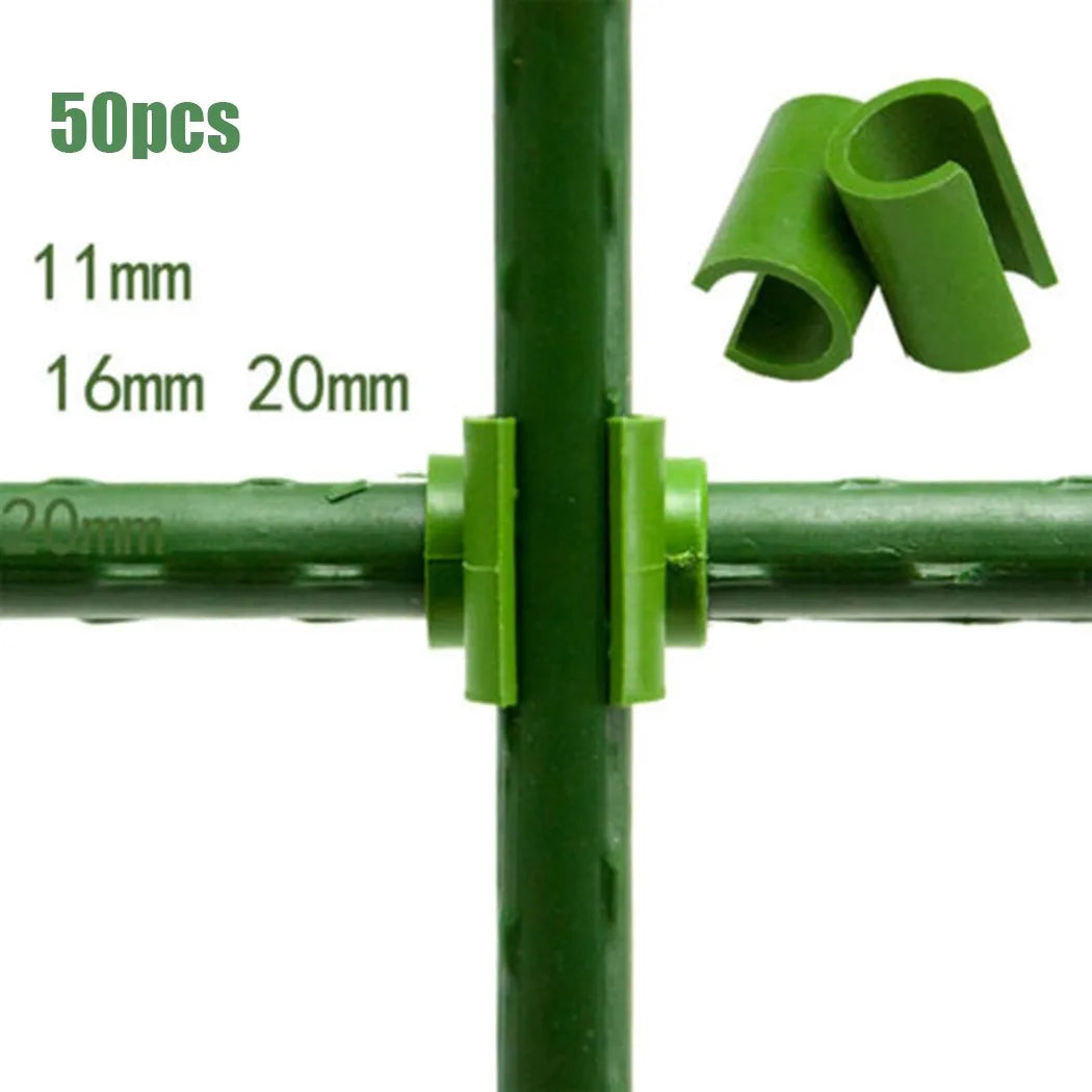 50-Pack Plant Trellis Connector Clips – Garden Stake & Frame Rod
