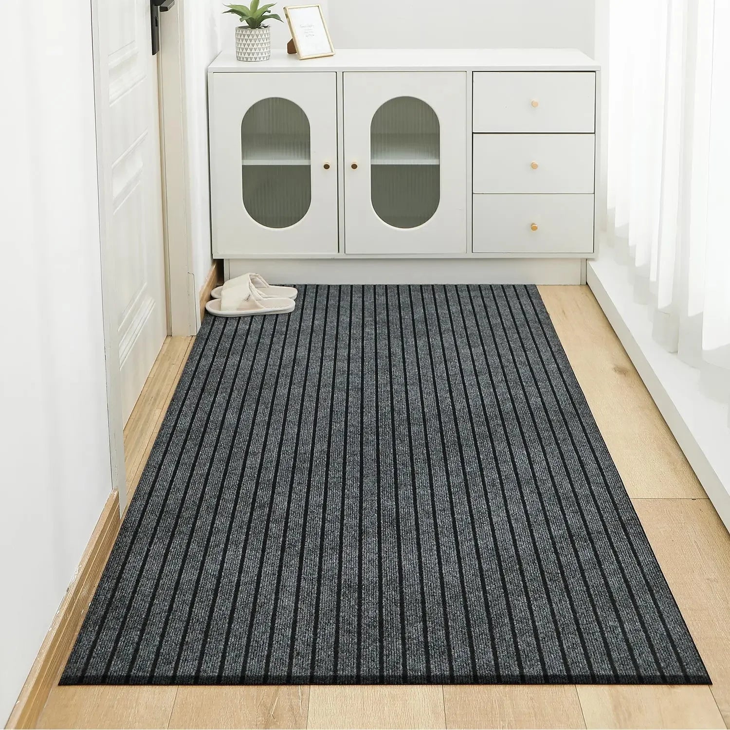 Modern Minimalist Square Floor Mat - Durable, Stain/Fade Resistant, Non-Slip Rubber Backing, Machine Washable for Indoor/Outdoor Oasis Select