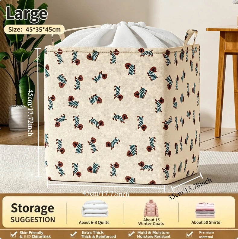 Extra Large Upgraded Large Capacity Storage Bag with Drawstring,Dustproof Quilt Clothes Organizer for Wardrobe, Home Storage Oasis Select L