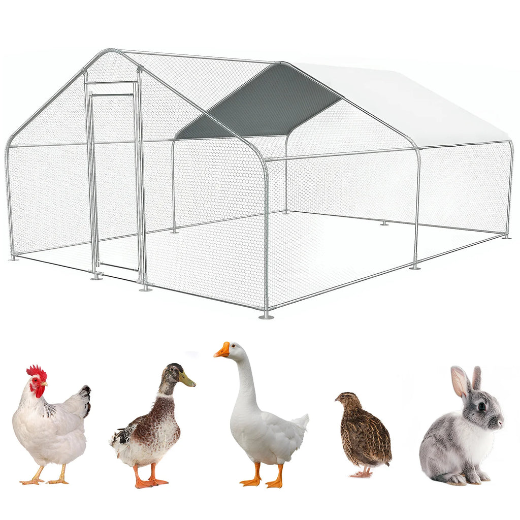Walk-In Chicken Coop Enclosure 9.84x13.12x6.56FT with Cover Outdoor Chicken Coop Oasis Select