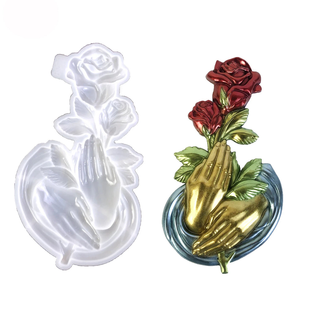 Epoxy Resin Mold 3D Wall Hanging Decor DIY Bouquet Mold Valentine's DIY Rose Ornament Mold For Valentine's Gift Art Projects Oasis Select