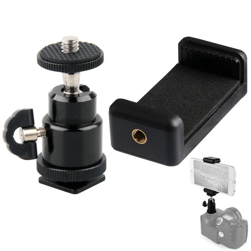 Universal Hot Shoe Phone Clip Holder – 1/4" Screw DSLR Mount
