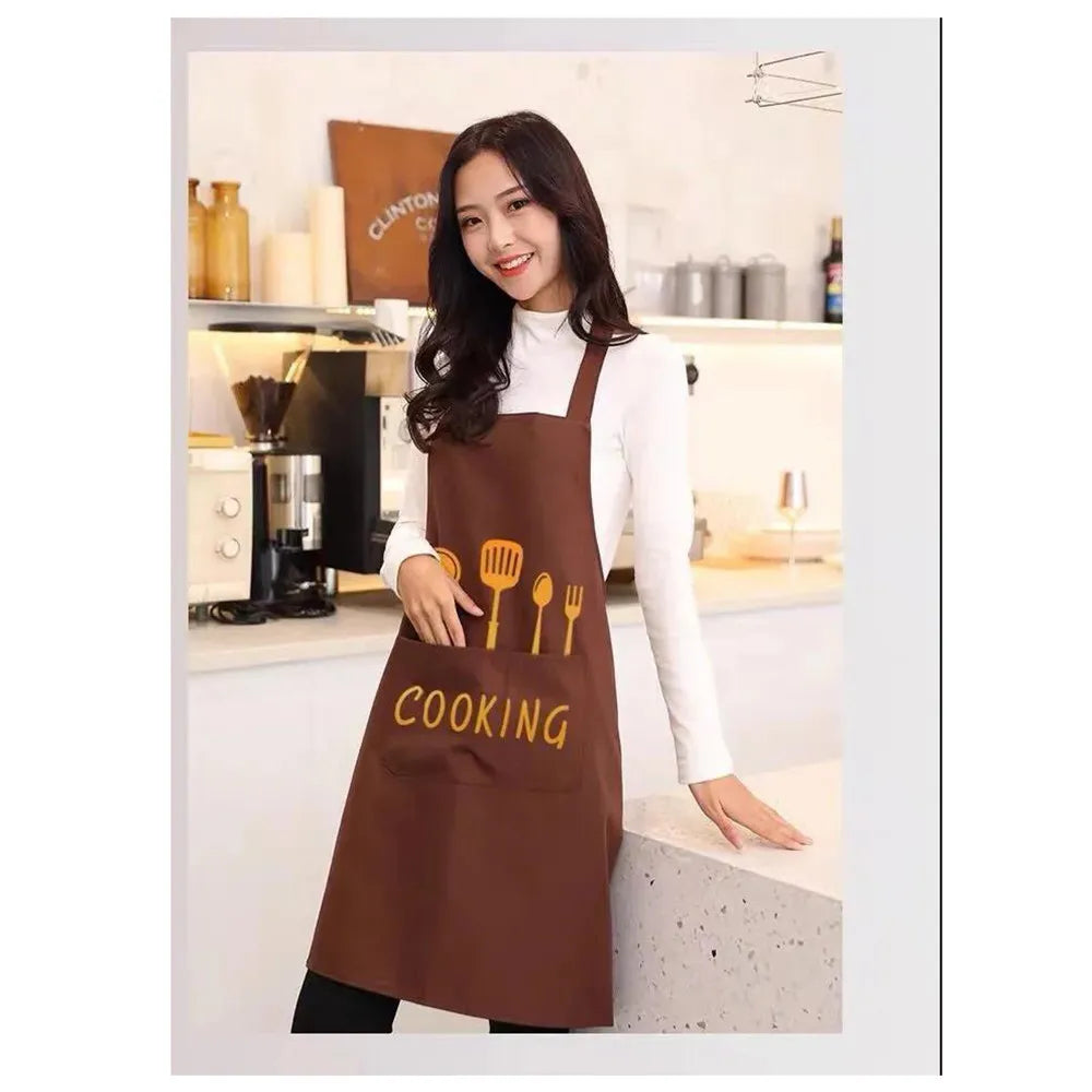 Kitchen Household Cooking Apron Men Women Oil-Proof Waterproof Adult Waist Fashion Coffee Overalls Apron Kitchen Accessories Oasis Select coffee gold