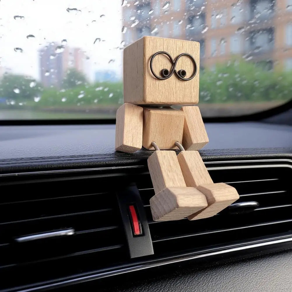 Wooden Leg-Shaking Car Dashboard Figurine & Aromatherapy Decor