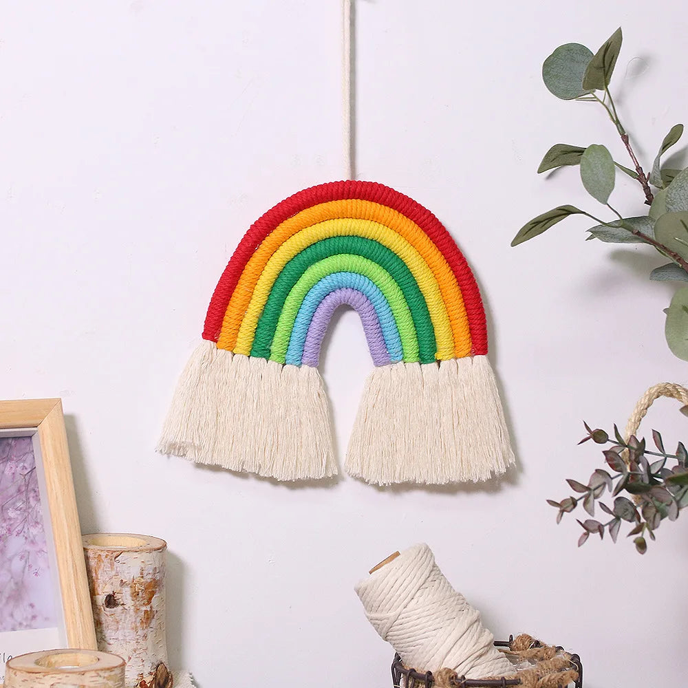 Rainbow Pendant Children's Room Decoration Woven Fringe Decoration Woven Tapestry Rainbow Room Pendant Room Decor Oasis Select