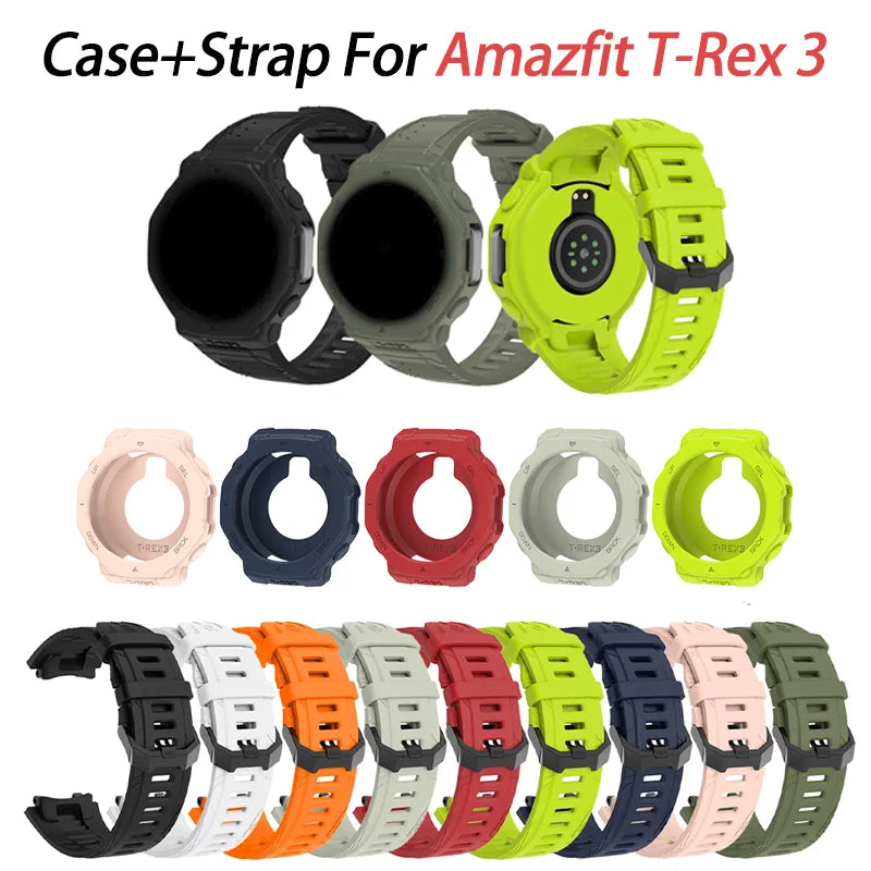 Silicone Watch Band & Case for Huami Amazfit T-Rex 3 Smartwatch Band & Case Oasis Select
