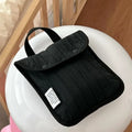 Minimalist Quilted Nylon Mini Bag Portable Small Handbag With Handle Snap Button Closure Casual Pouch For Daily Commute Travel Oasis Select Black