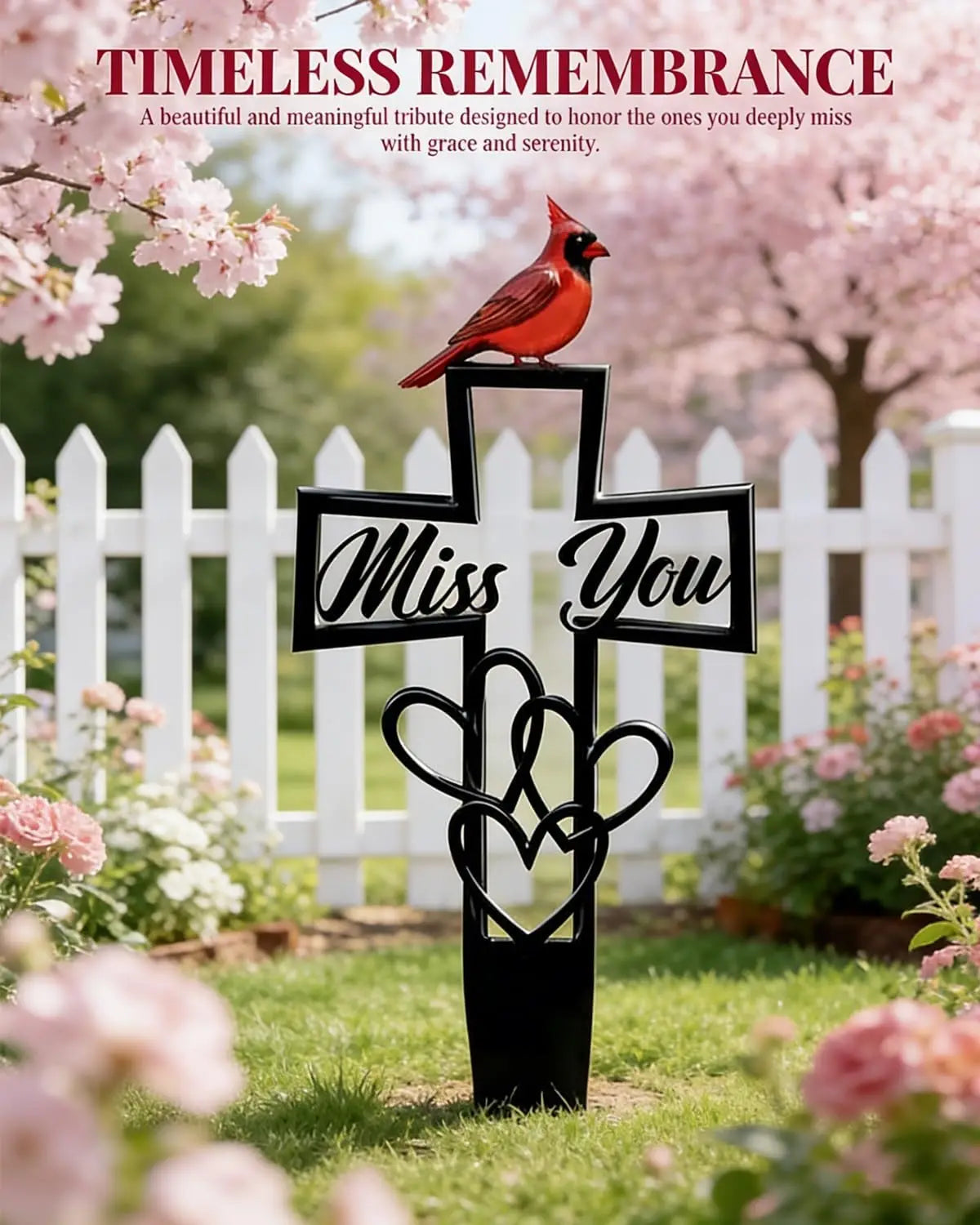 Flower Decoration Insert Weather-Resistant Metal Cemetery Plaque Cross Garden Plug Waterproof Heart Memorial Stake For Cemetery Oasis Select