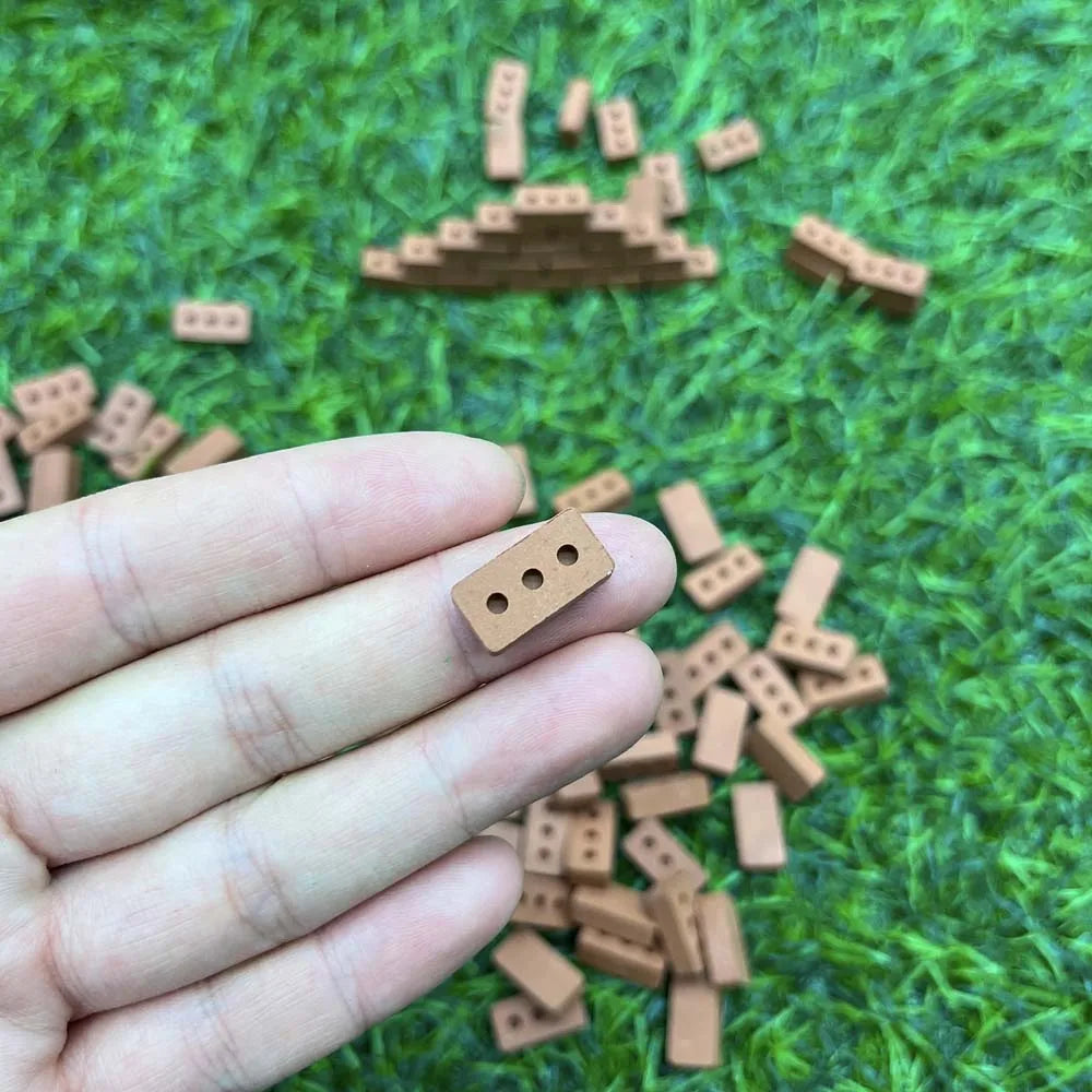 Mini 3 Holes Tiny Bricks for Landscaping Miniature Bricks Small Bricks for Crafts Realistic Fake Bricks Mini Blocks for Dollhous Oasis Select 50pcs
