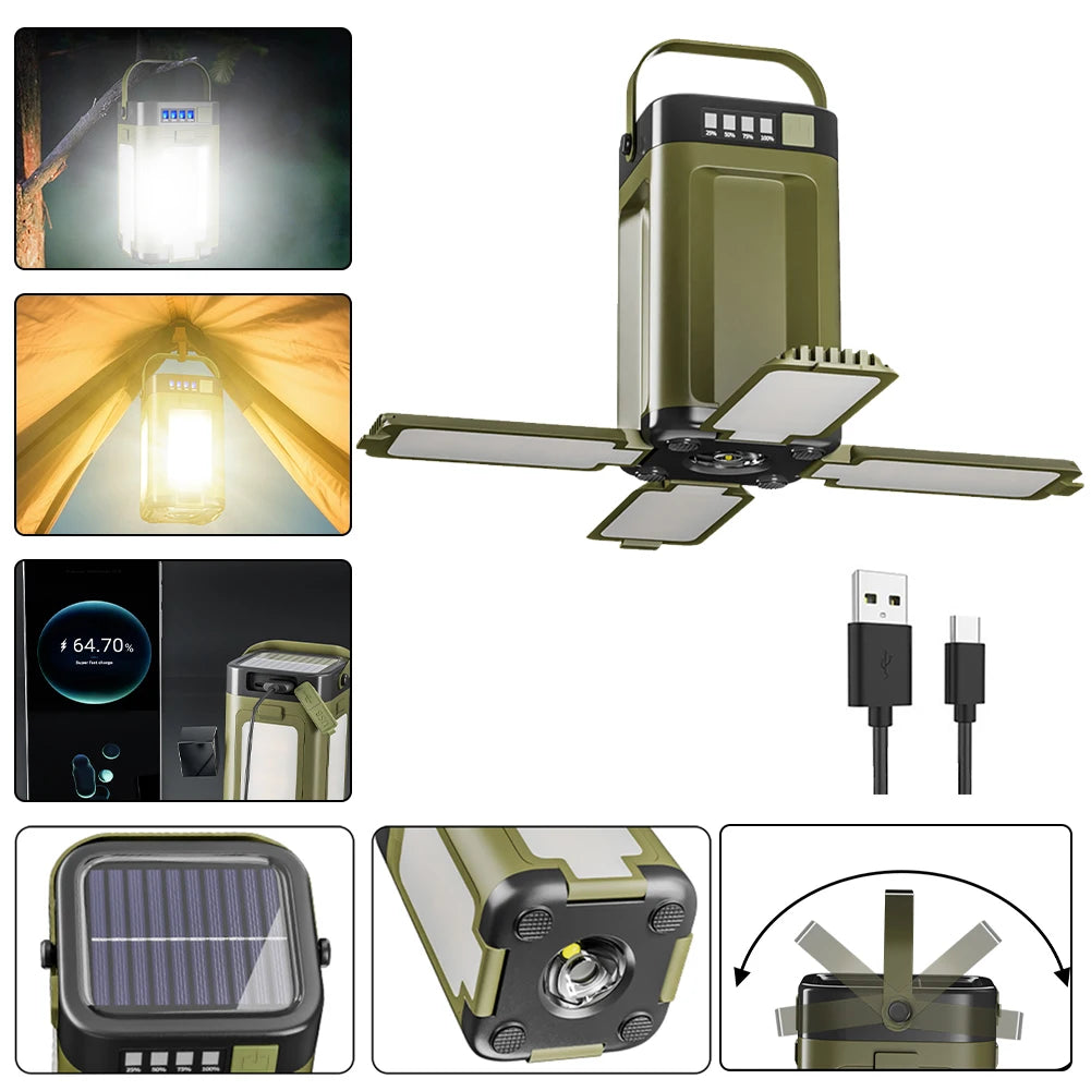 Shunmaii Solar Camping Lantern – Foldable Rechargeable LED Light Solar Camping Lantern Oasis Select