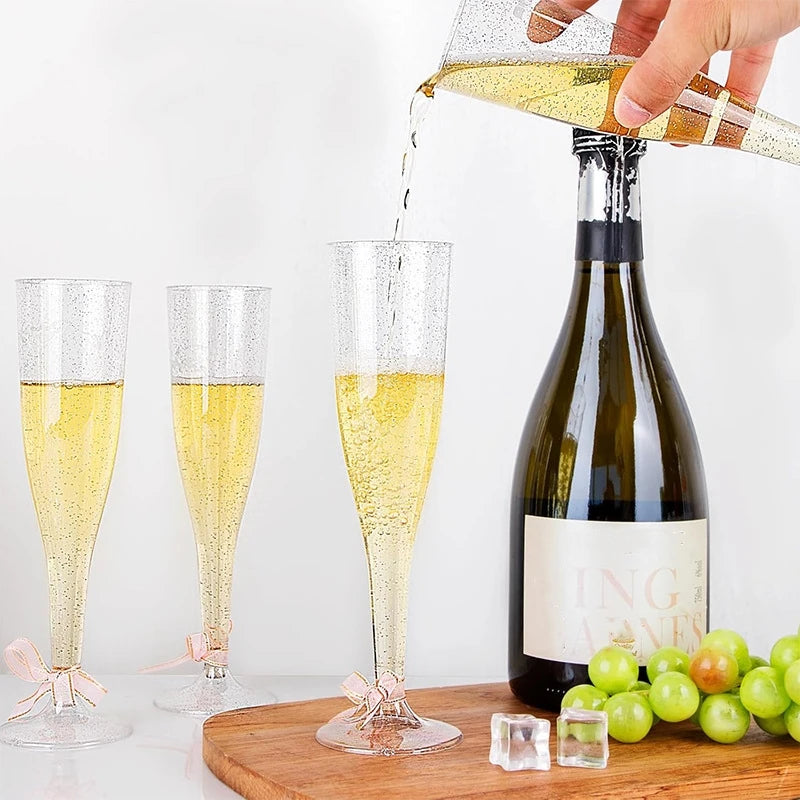 100pcs 5oz Disposable Cups Sparkling Champagne Bar Cups Plastic Champagne Flutes Clear Toasting Glasses for Weddings Party Oasis Select