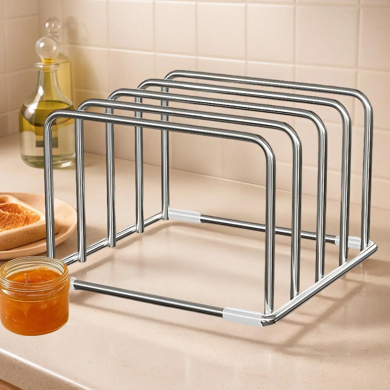 Cutting Board Holder Stand Rustproof Slim Organizer Cutting Board Organizer for Offices Books Files Cookware Pans Home Indoor Oasis Select