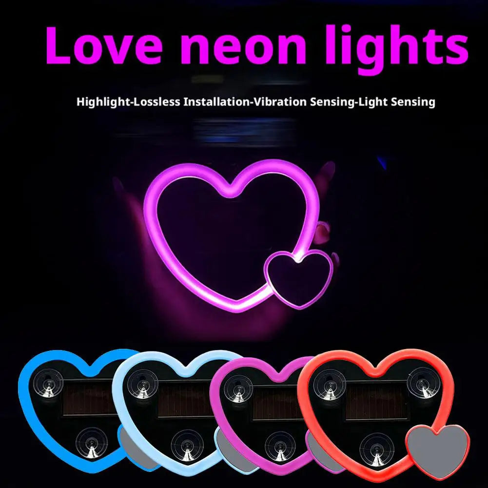 Solar Heart Neon LED Car Interior Light – 5 Modes | Dashboard Car Atmosphere Light Oasis Select