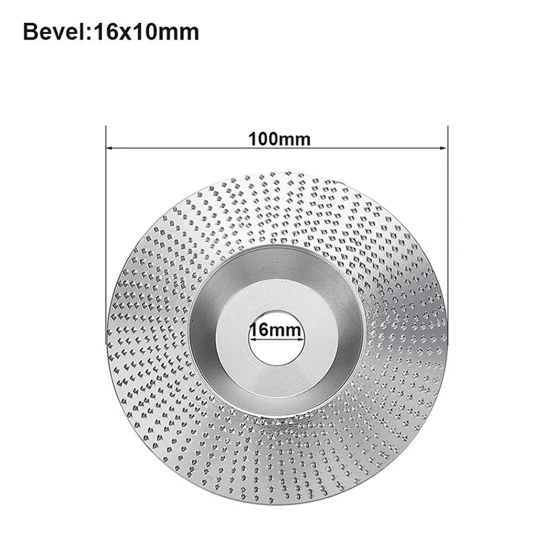 JUSTINLAU 16mm 5/8" Bore Extreme Shaping Disc Tungsten Carbide Wood Sanding Carving Tool Abrasive Disc Tools for Angle Grinder Oasis Select Oblique-100mm-Silver