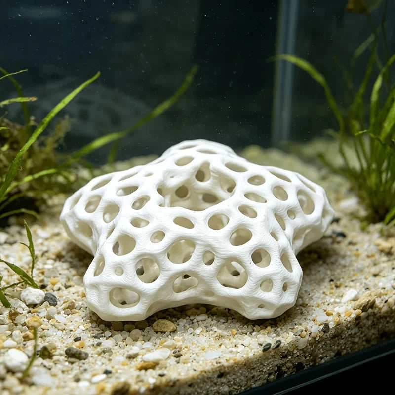 Hollowed-out Five-Pointed Star Fish Tank Decor 3D Printed Water-Shrimp Breeding Caves Ornaments Landscape Decor Planted Aquarium Oasis Select