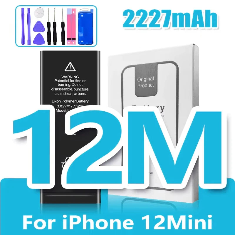 0 Cycle High Capacity Battery For iPhone 11 11Pro 12Pro 12 13 14 13Pro 14Pro Max Mini Phone Bateria + Free Tool Kit Oasis Select 12Mini 2227mAh