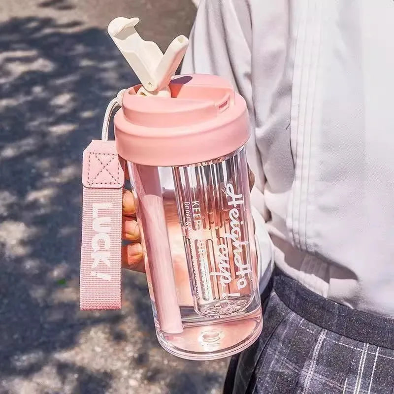 Large Capacity Portable Chic Leak Proof Plastic Water Bottle for Women Students Christmas Holiday Travel Essential Gear Oasis Select