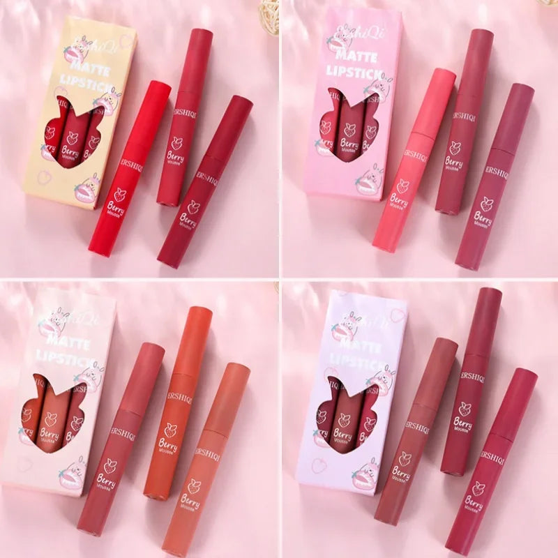 Velvet Matte Lip Glaze Long Lasting Waterproof Nude Lipstick Set 3pcs Silky Smooth Non Stick Lip Gloss Makeup Cosmetics Women Oasis Select