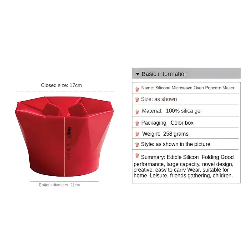 Foldable Silicone Silicone Popcorn Bowls High Quality Kitchen Easy Tools DIY Popcorn Bucket Bowl Maker Popcorn Microwaveable Oasis Select