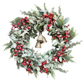 Christmas Red Berry Bell Garland Pine Leaves Flocked Leaves Patio Holiday Decoration Door Hanging Party Decoration Oasis Select A