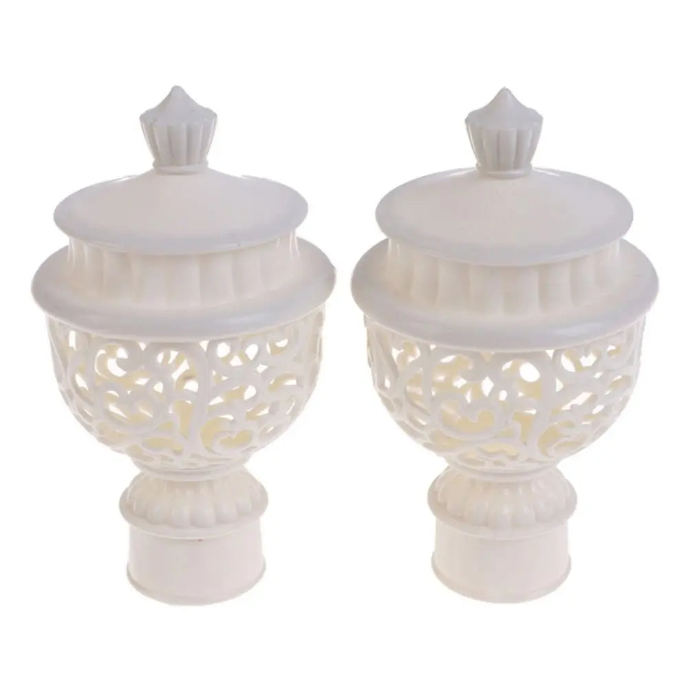 2pcs Durable Hollow Out Decorative Curtain Rod Cap Curtain Rod Head Drapery Rail Ends Curtain Accessories Oasis Select white