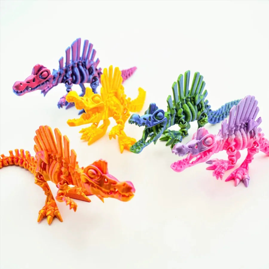 3D Printed Dinosaur Movable Echinosaurus Figurine Dragons Bone Model Desktop Craft Ornament Creative Novelty Gifts for Kids Oasis Select