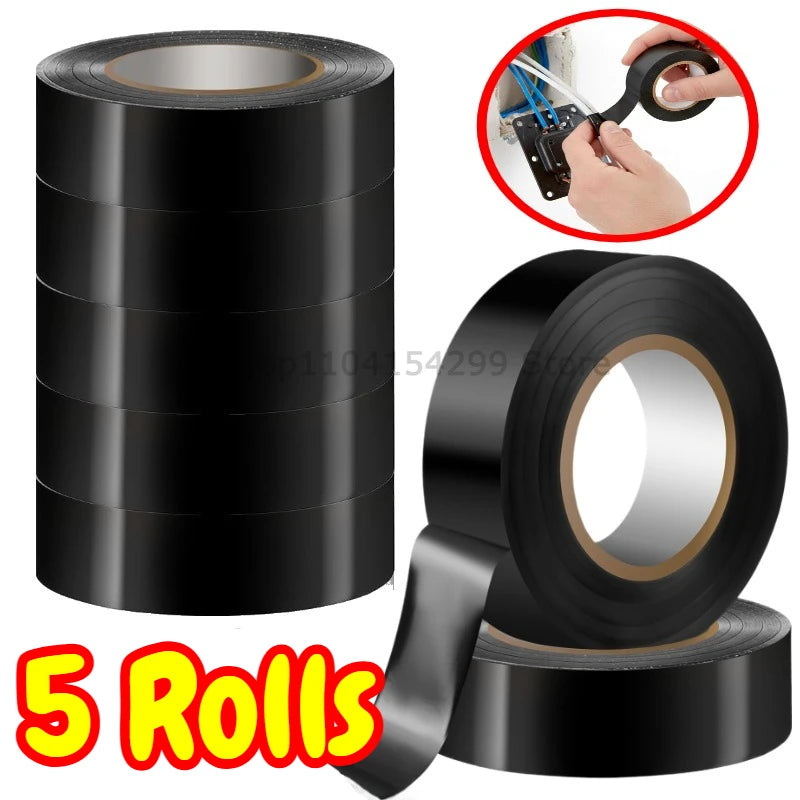 6/10m High-temperature Insulation Tape Resistant Black Flame Retardant Electrical Tape Insulating Adhesive for Industrial Househ Oasis Select 5Rolls 16mm 10M
