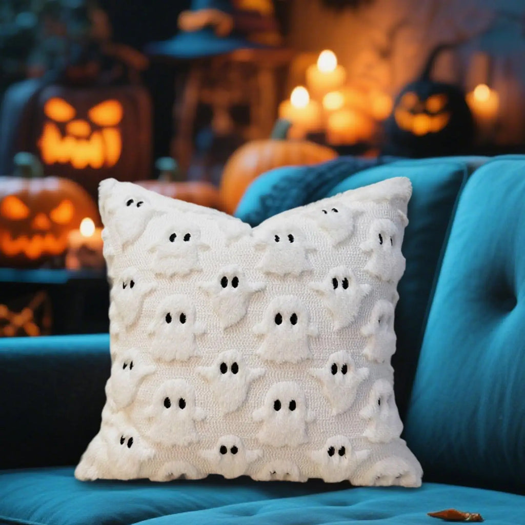 Halloween pillow cover ghost decorative pillow cover perfect Halloween pillow decoration and sofa backrest white ghost pillow Oasis Select