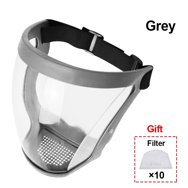 Work Protection Mask Transparent Facial Shield Transparent Facial Protector Face Protective Screen Kitchen Accessories Gadgets Oasis Select Grey