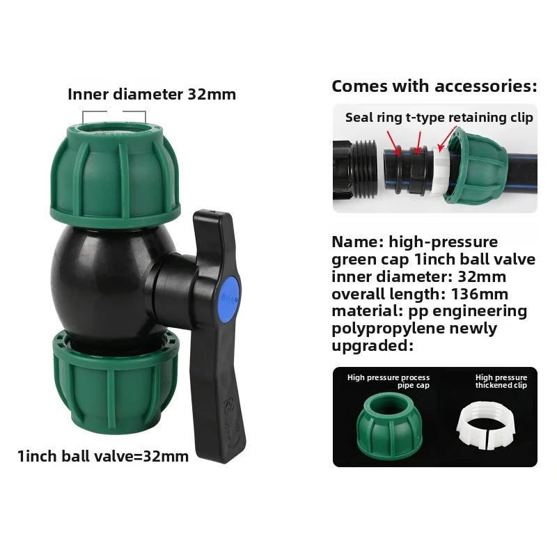 5pcs 20/25/32mm PE Tube Tap Water Splitter Plastic Quick Valve Connector Garden Agriculture Irrigation Water Pipe Fittings Oasis Select 32mm A 5pcs
